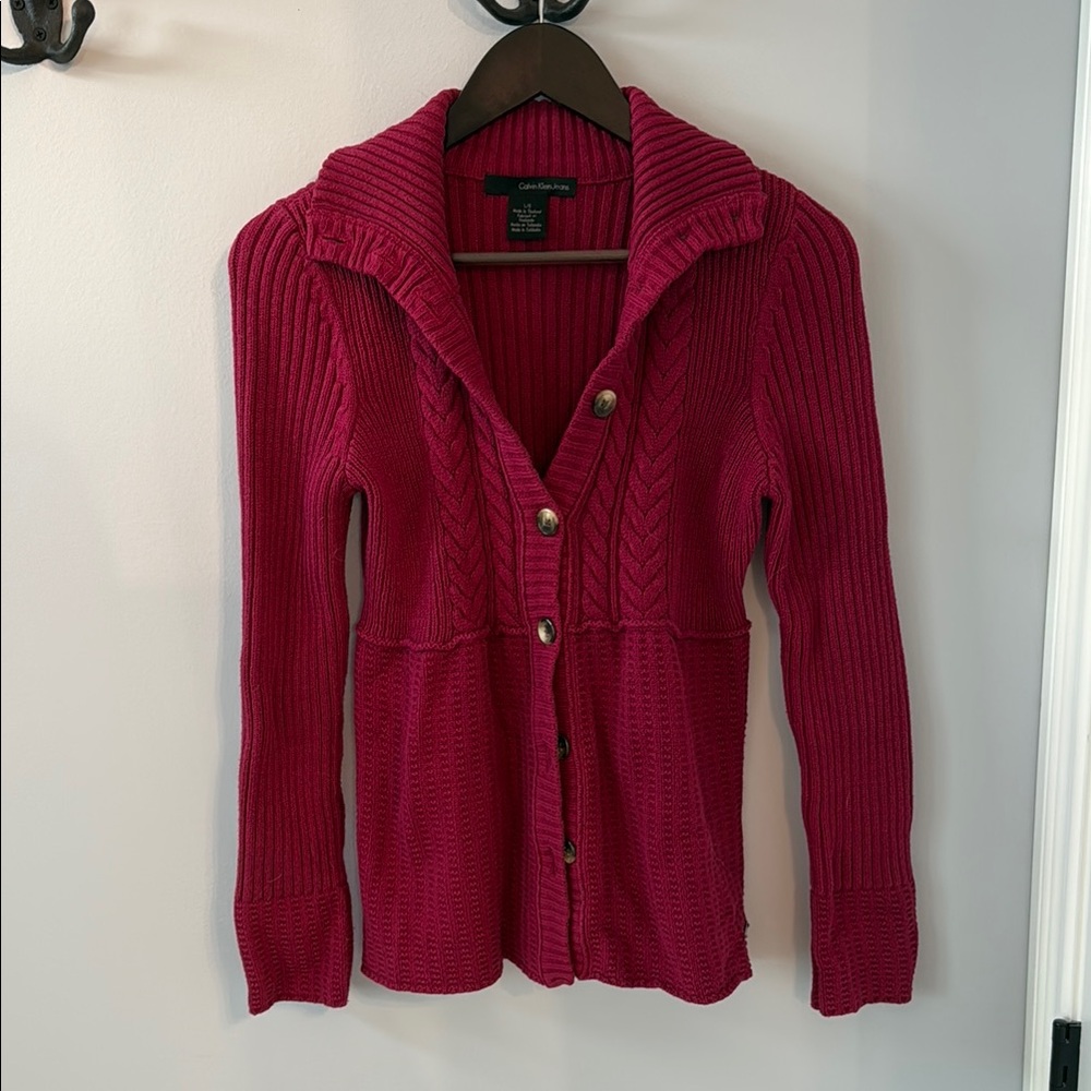 Calvin Klein Jeans Red Cardigan Sweater